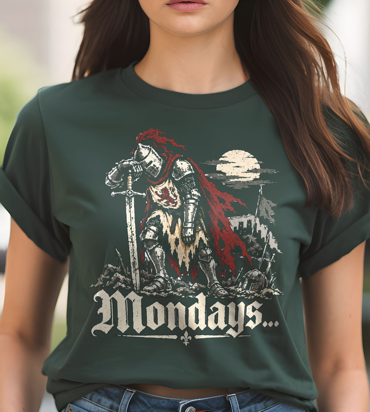 Mondays Knight Tummy Hurts Funny Graphic Tee