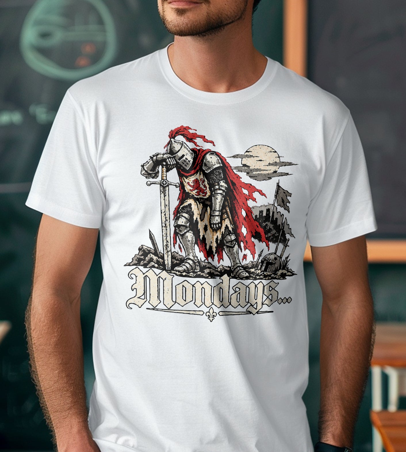 Mondays Knight Tummy Hurts Funny Graphic Tee