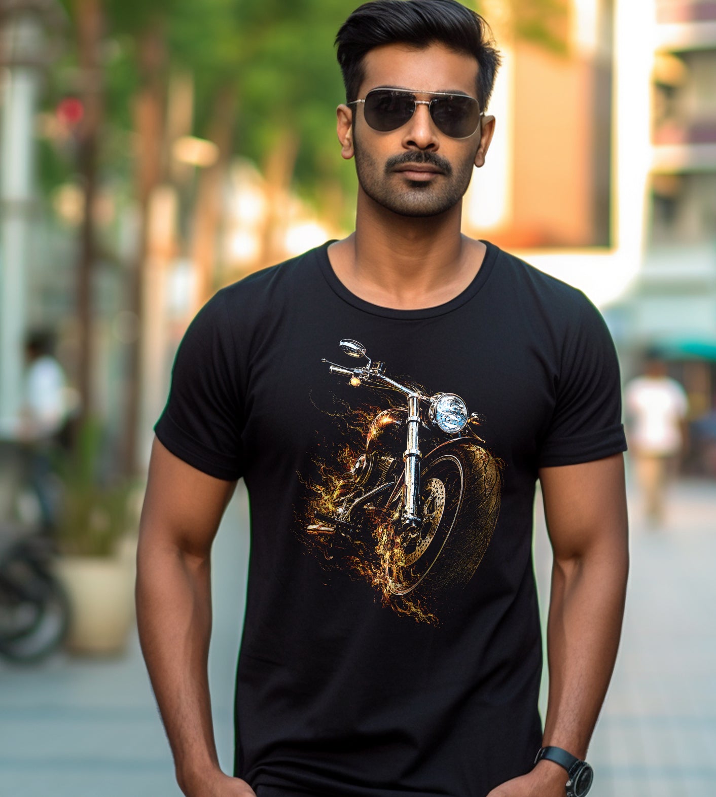 Motorcycle Fire Graphic Tee
