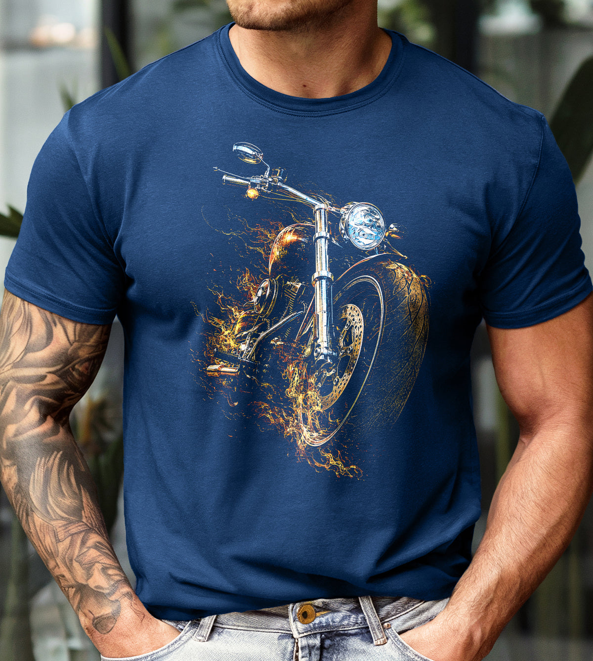 Motorcycle Fire Graphic Tee