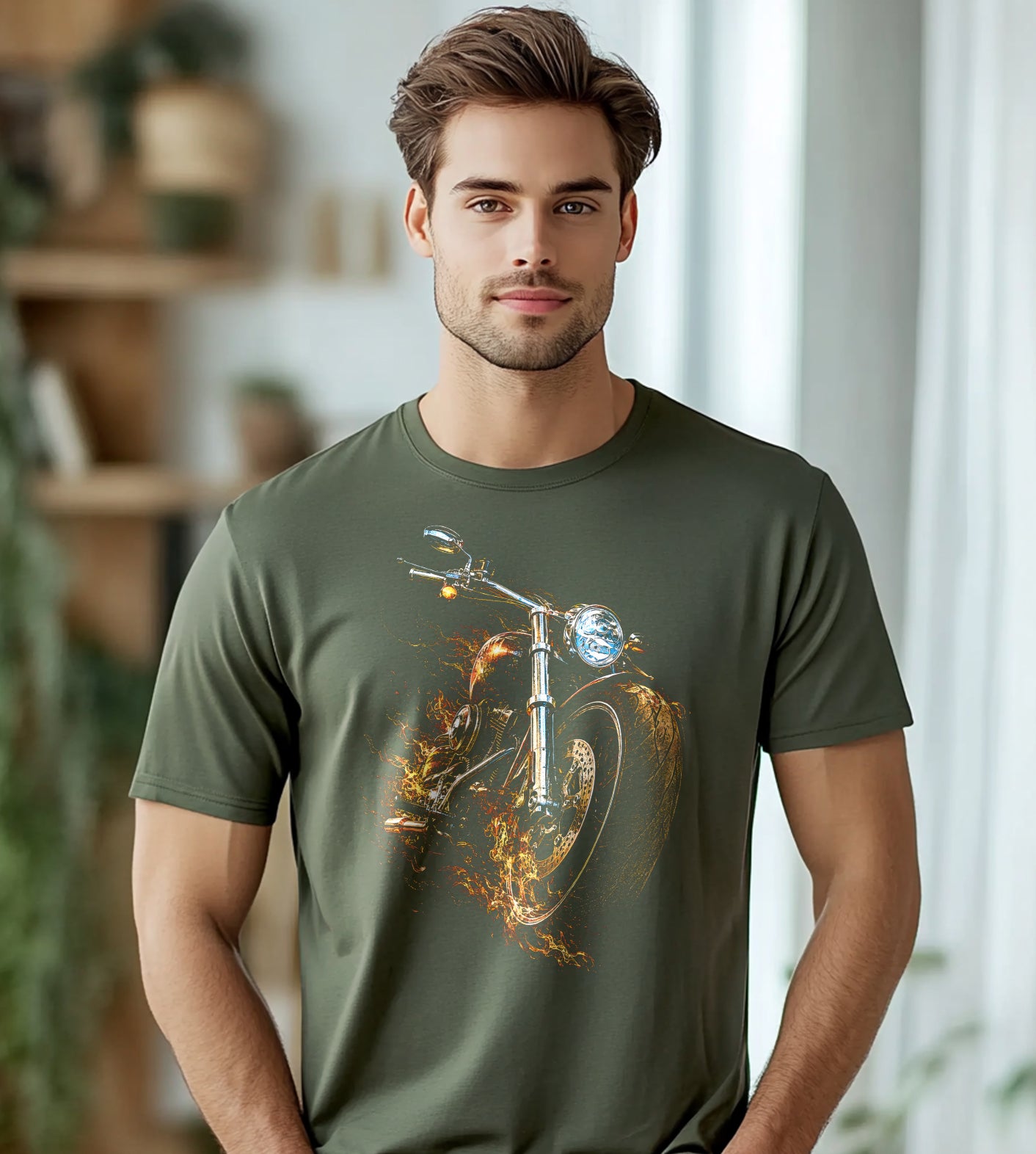 Motorcycle Fire Graphic Tee