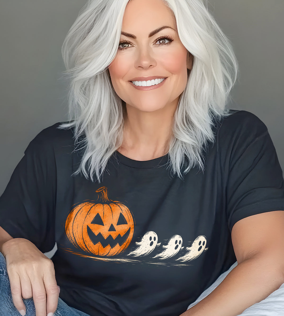Pumpkin Pacman Eating Ghosts Halloween Graphic Tee