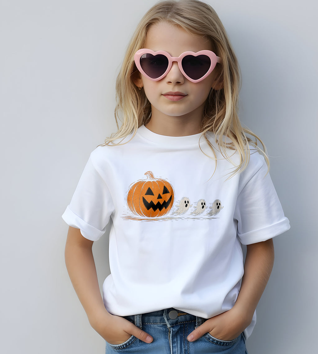 Pumpkin Pacman Eating Ghosts Halloween Graphic Tee
