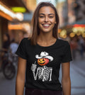 Pumpkin Skeleton Cowboy Halloween Graphic Tee