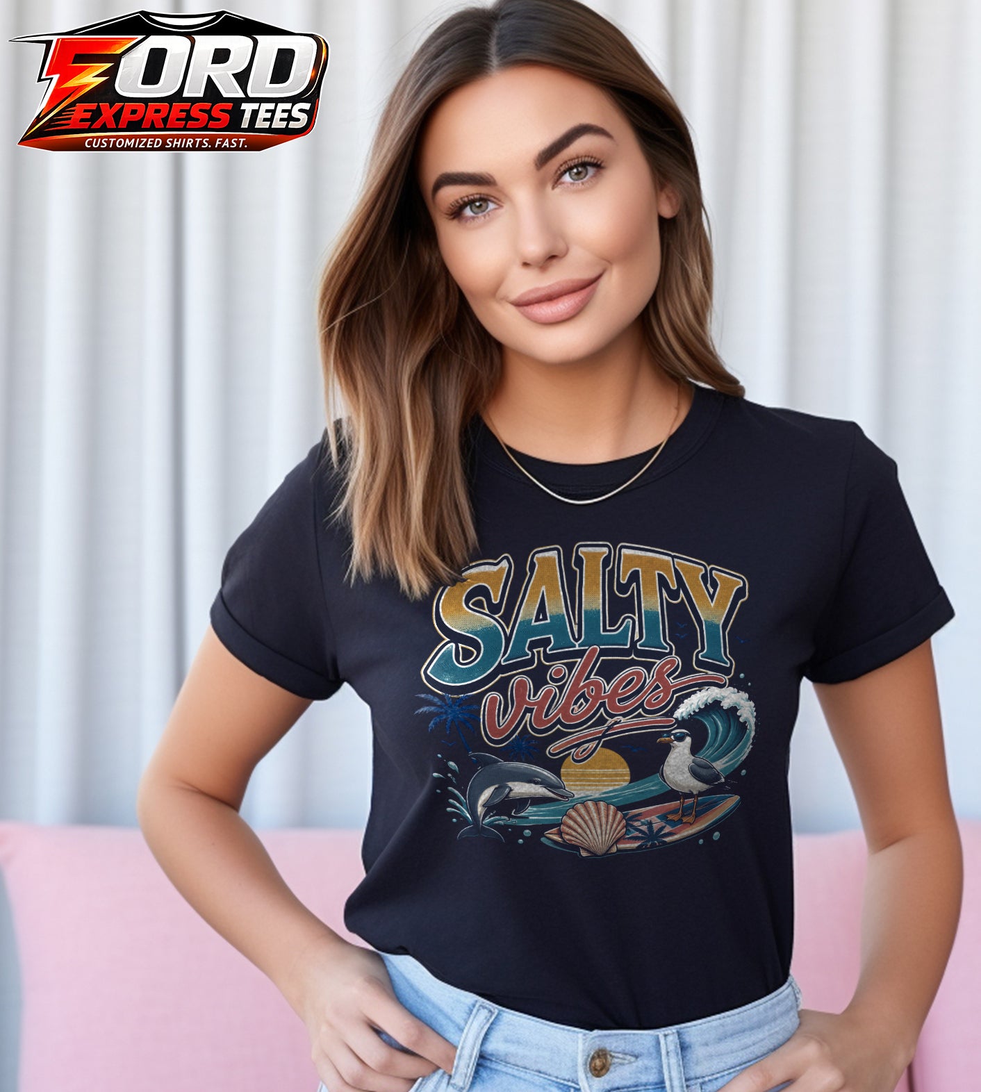 Salty Vibes Cool Beach Graphic Tee