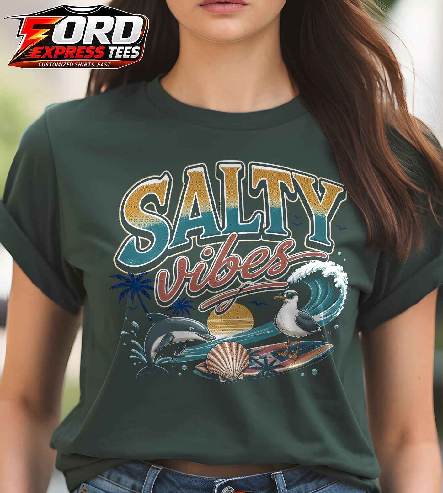 Salty Vibes Cool Beach Graphic Tee