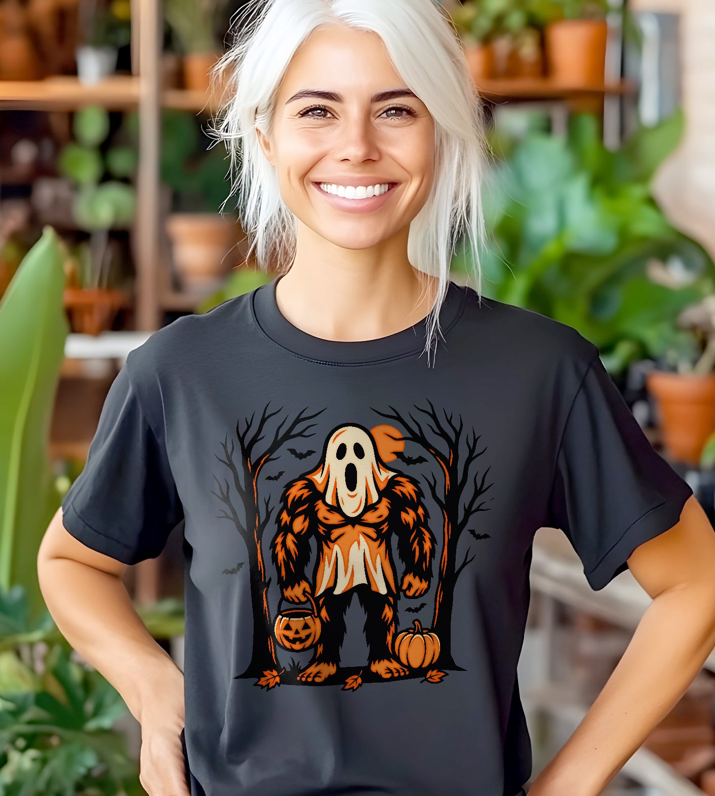 Sasquatch Trick or Treating Halloween Graphic Tee