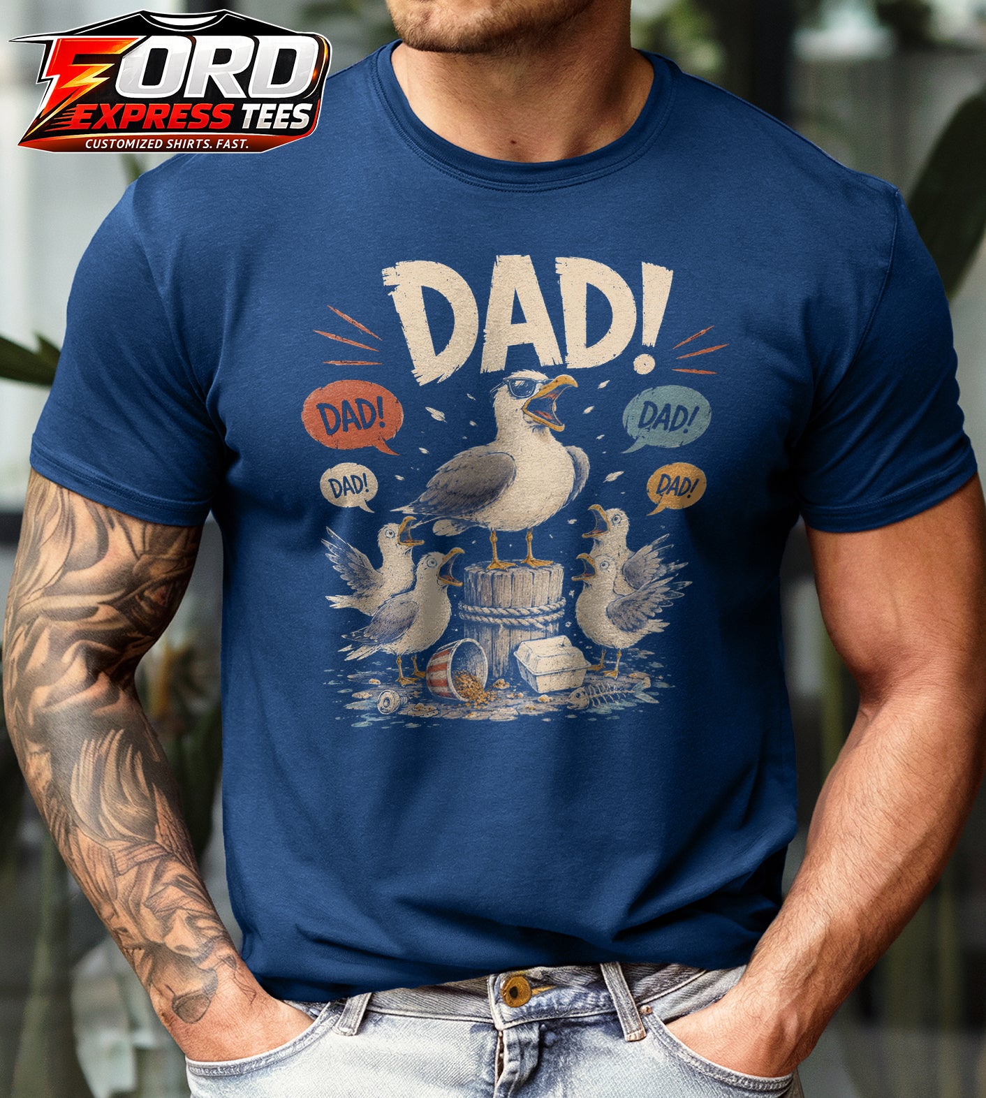 Seagulls Screaming Dad Funny Graphic Tee
