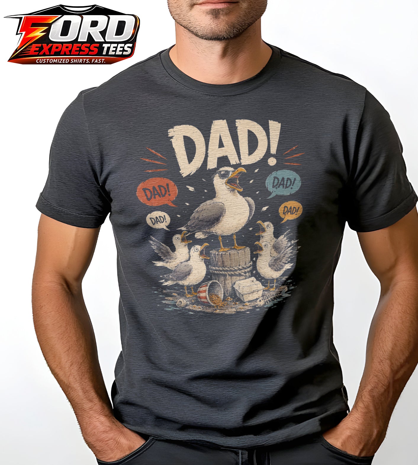 Seagulls Screaming Dad Funny Graphic Tee
