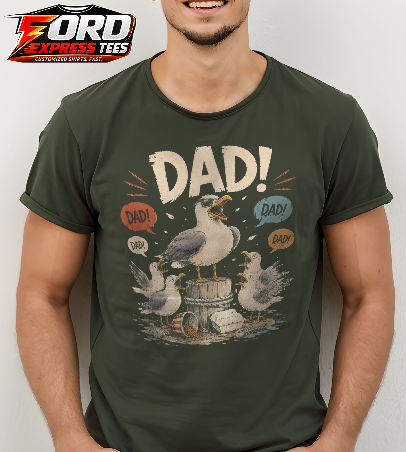 Seagulls Screaming Dad Funny Graphic Tee