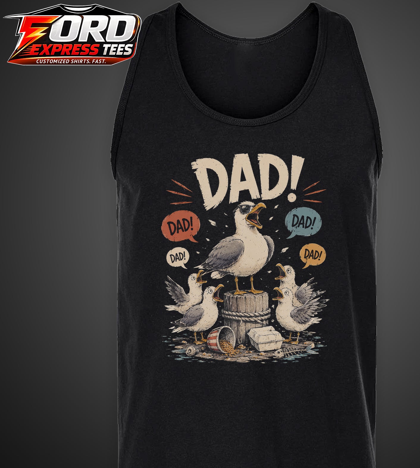 Seagulls Screaming Dad! Funny Graphic Tank