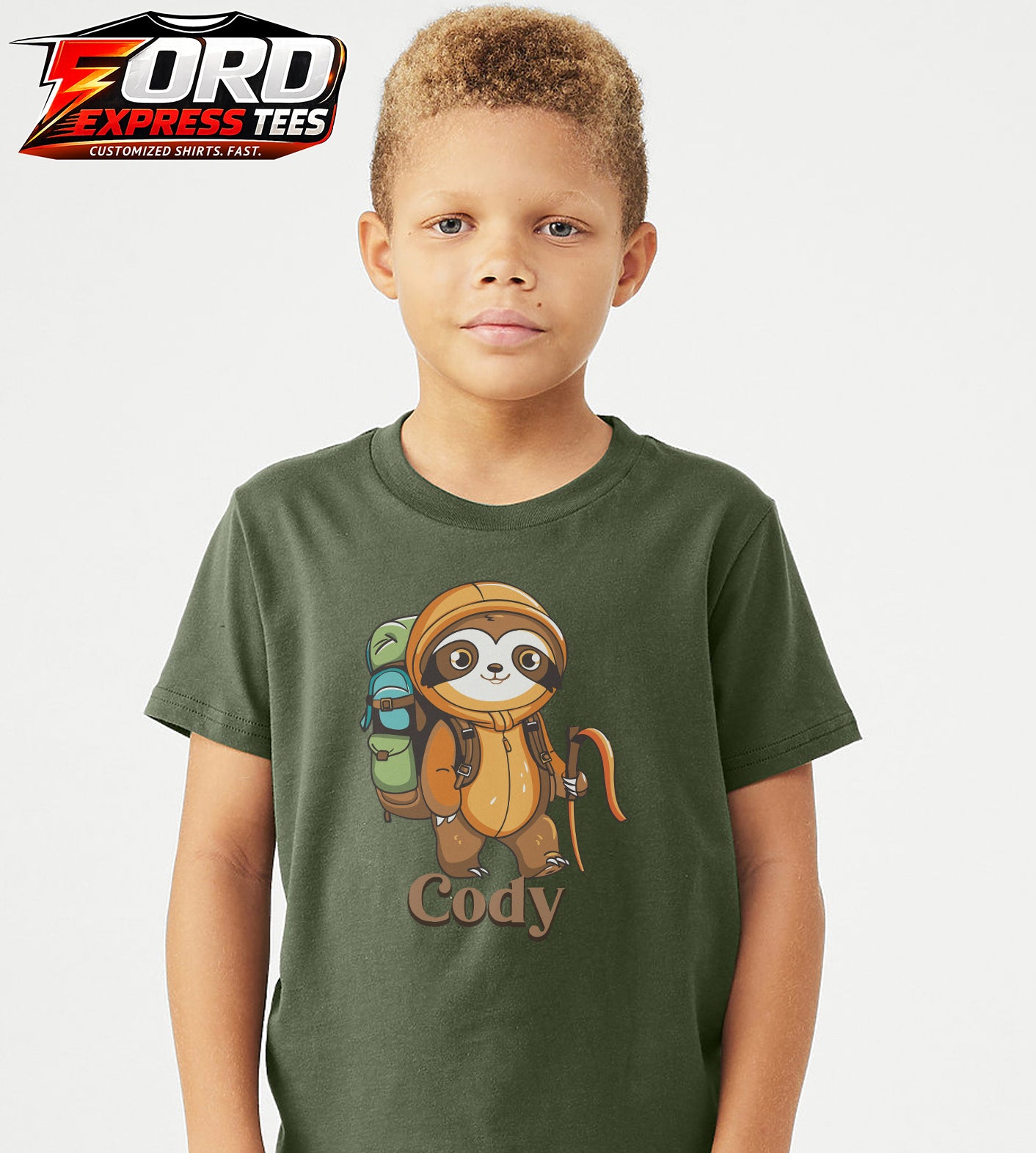 Sloth Hiking Customized Name Graphic Tee