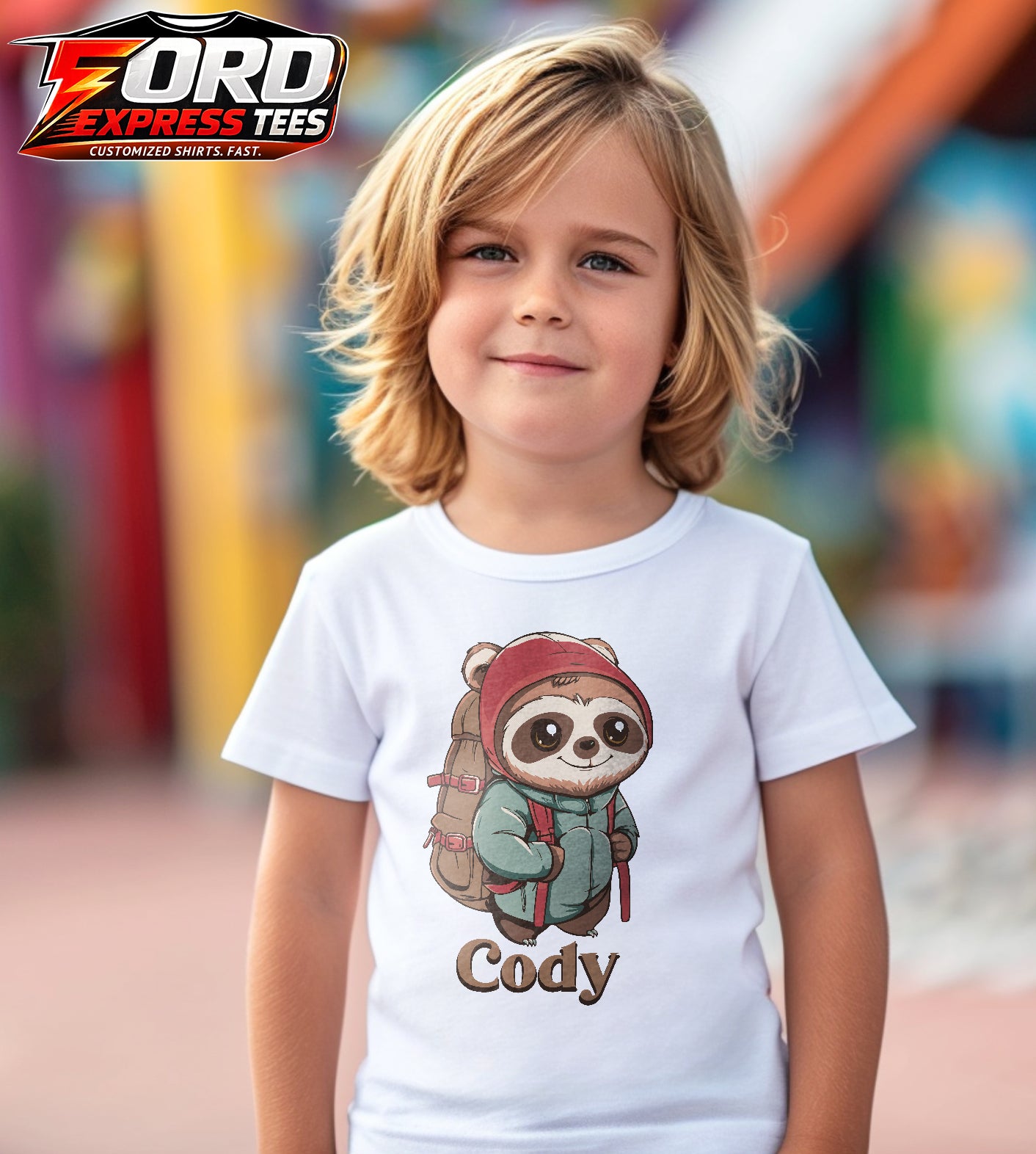 Sloth Hiking Customized Name Graphic Tee