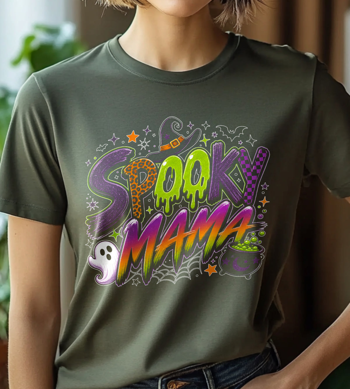 Spooky Mama Witch Halloween Fall Graphic Tee
