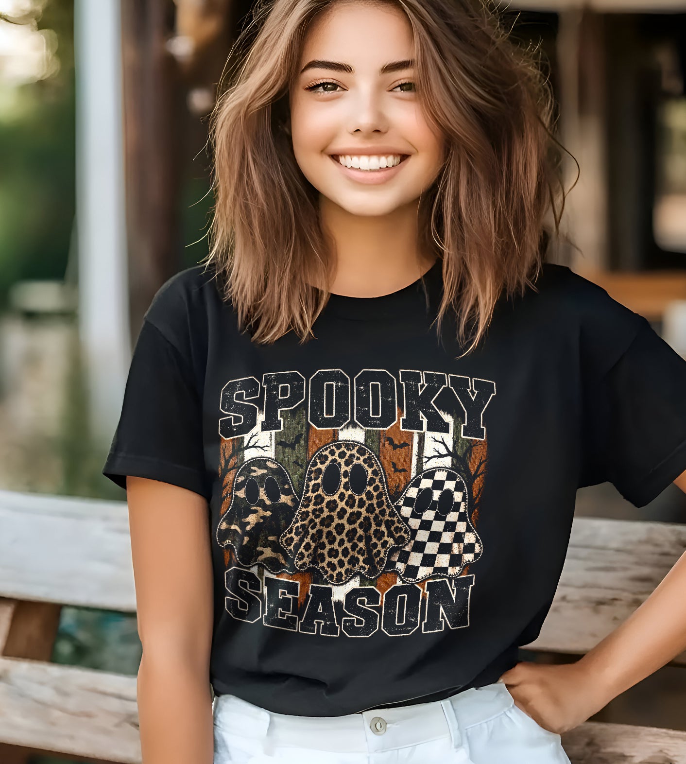 Spooky Season Ghosts Halloween Graphic Tee