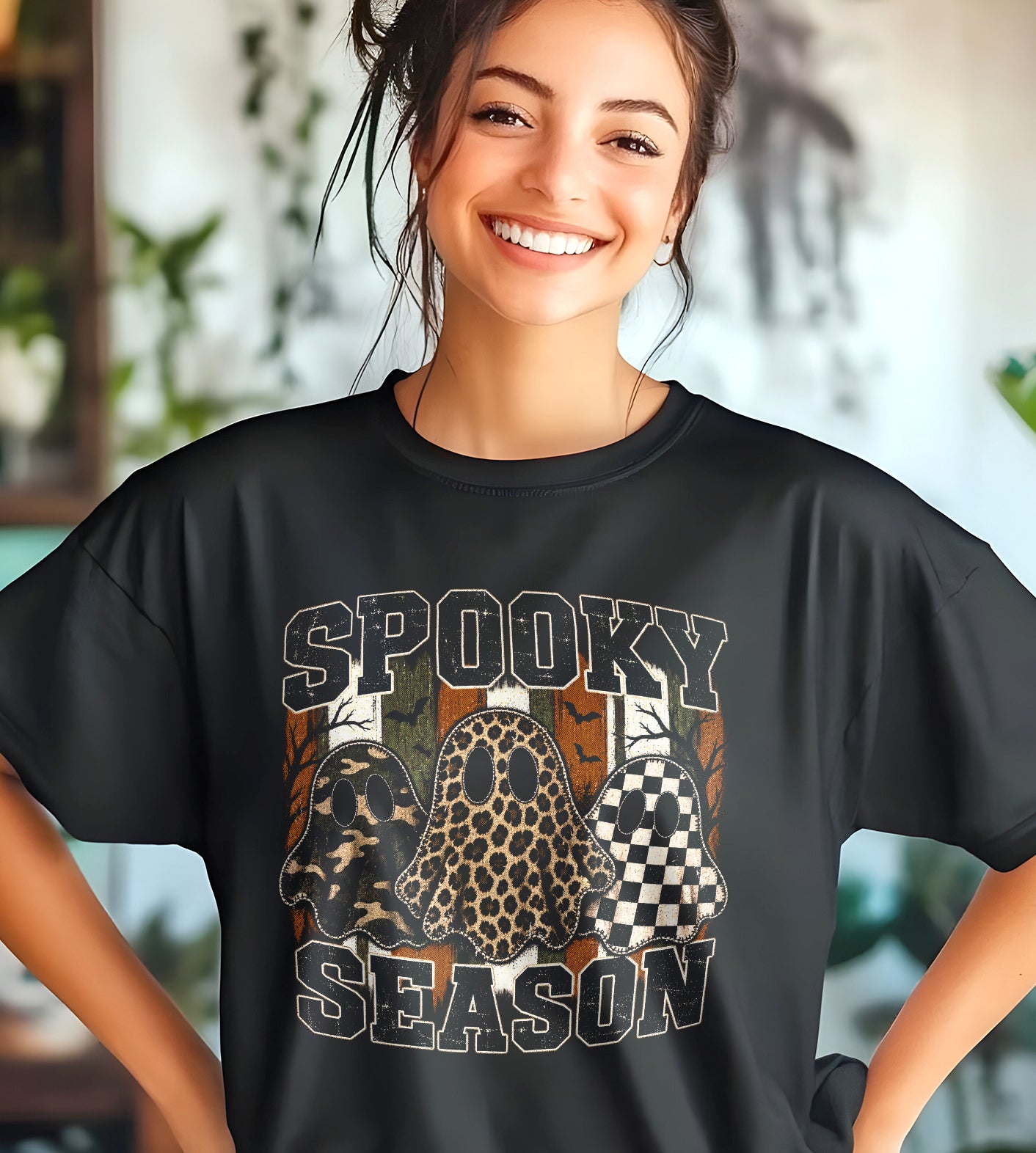 Spooky Season Ghosts Halloween Graphic Tee