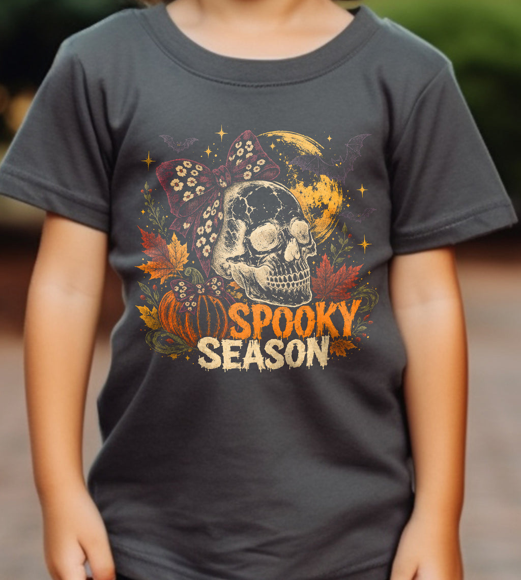 Spooky Season Skull and Bow Halloween 2 Graphic Tee
