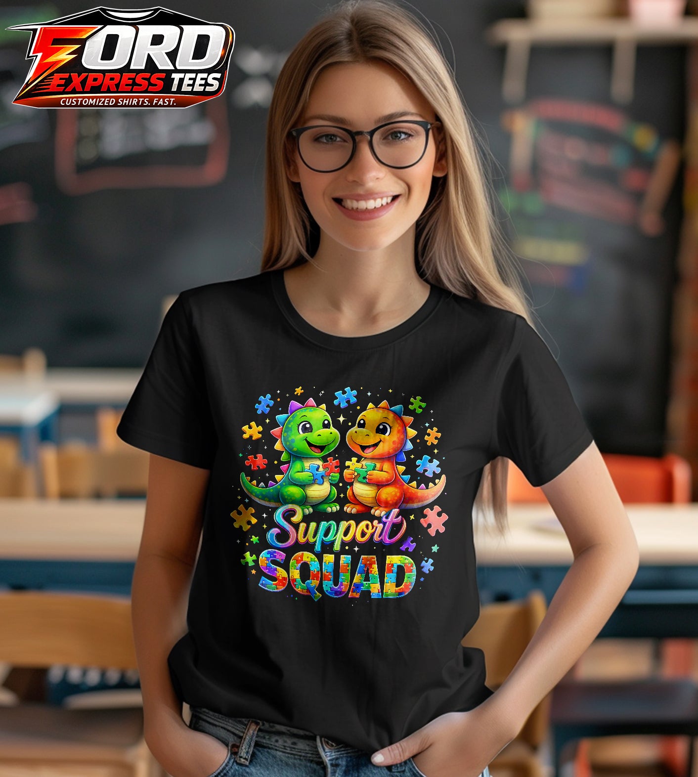 Support Squad Dinosaurs Graphic Tee