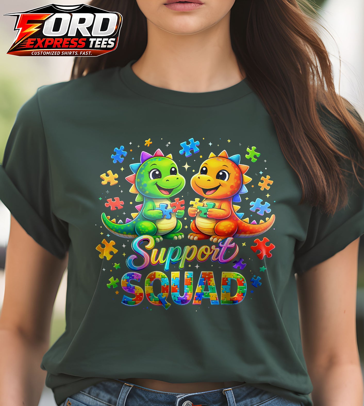 Support Squad Dinosaurs Graphic Tee