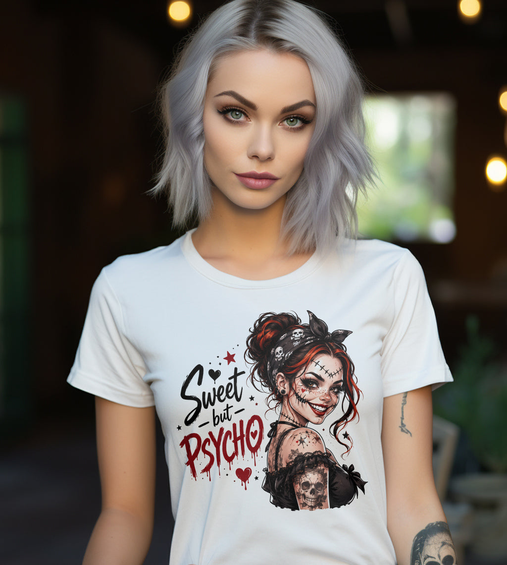 Sweet but Psycho Halloween Graphic Tee