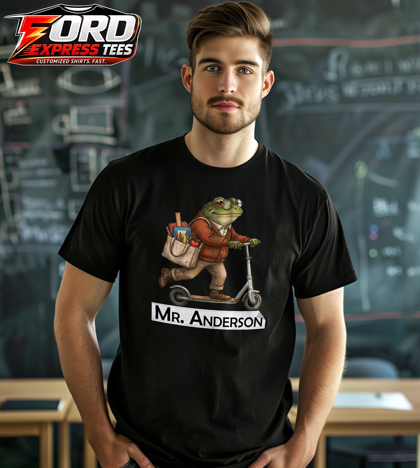 Custom Name Teacher Frog Graphic Tee