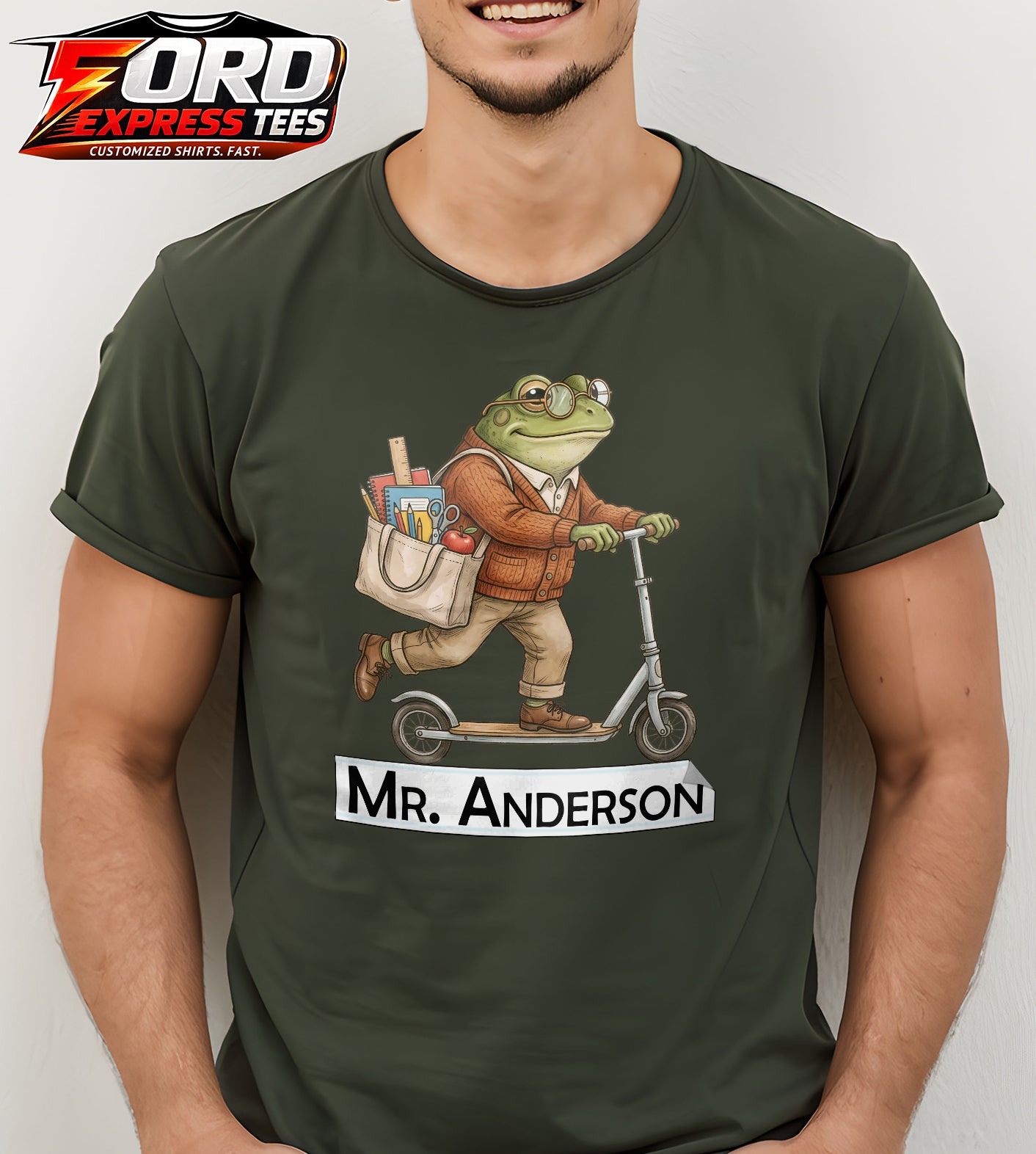 Custom Name Teacher Frog Graphic Tee