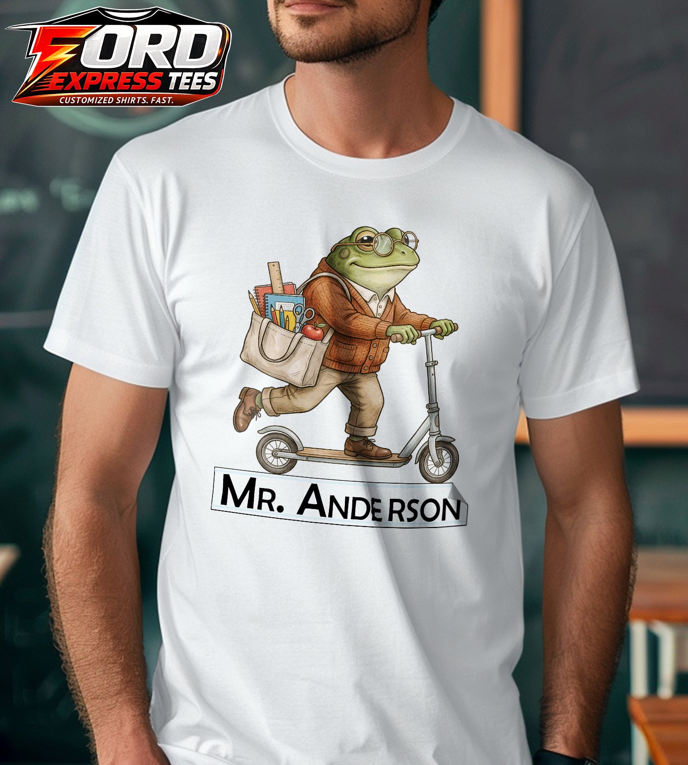 Custom Name Teacher Frog Graphic Tee