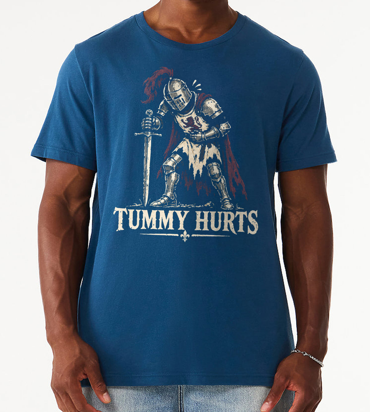 My Tummy Hurts Knight Standing Funny Graphic Tee