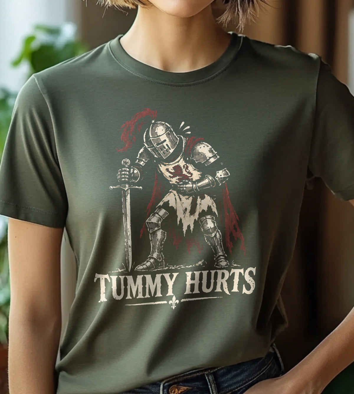 My Tummy Hurts Knight Standing Funny Graphic Tee