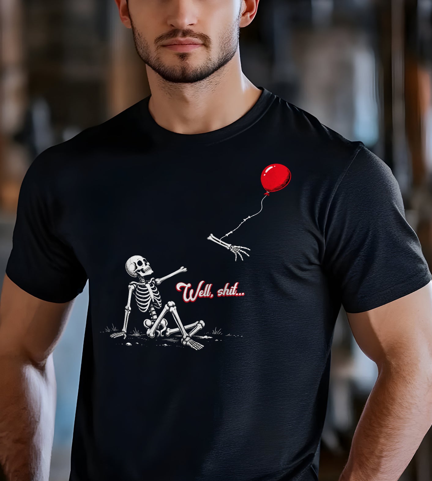 Well Shit Skeleton Halloween Funny Graphic Tee