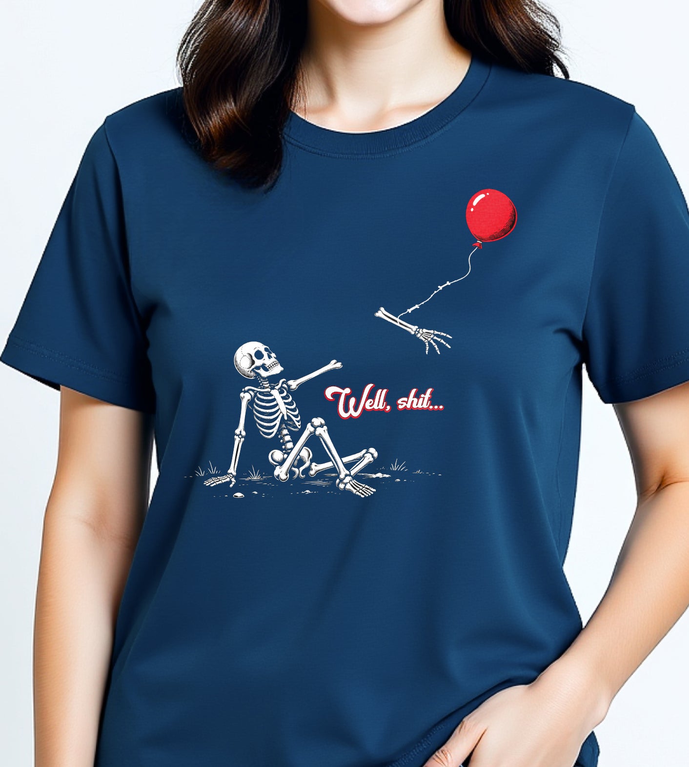 Well Shit Skeleton Halloween Funny Graphic Tee