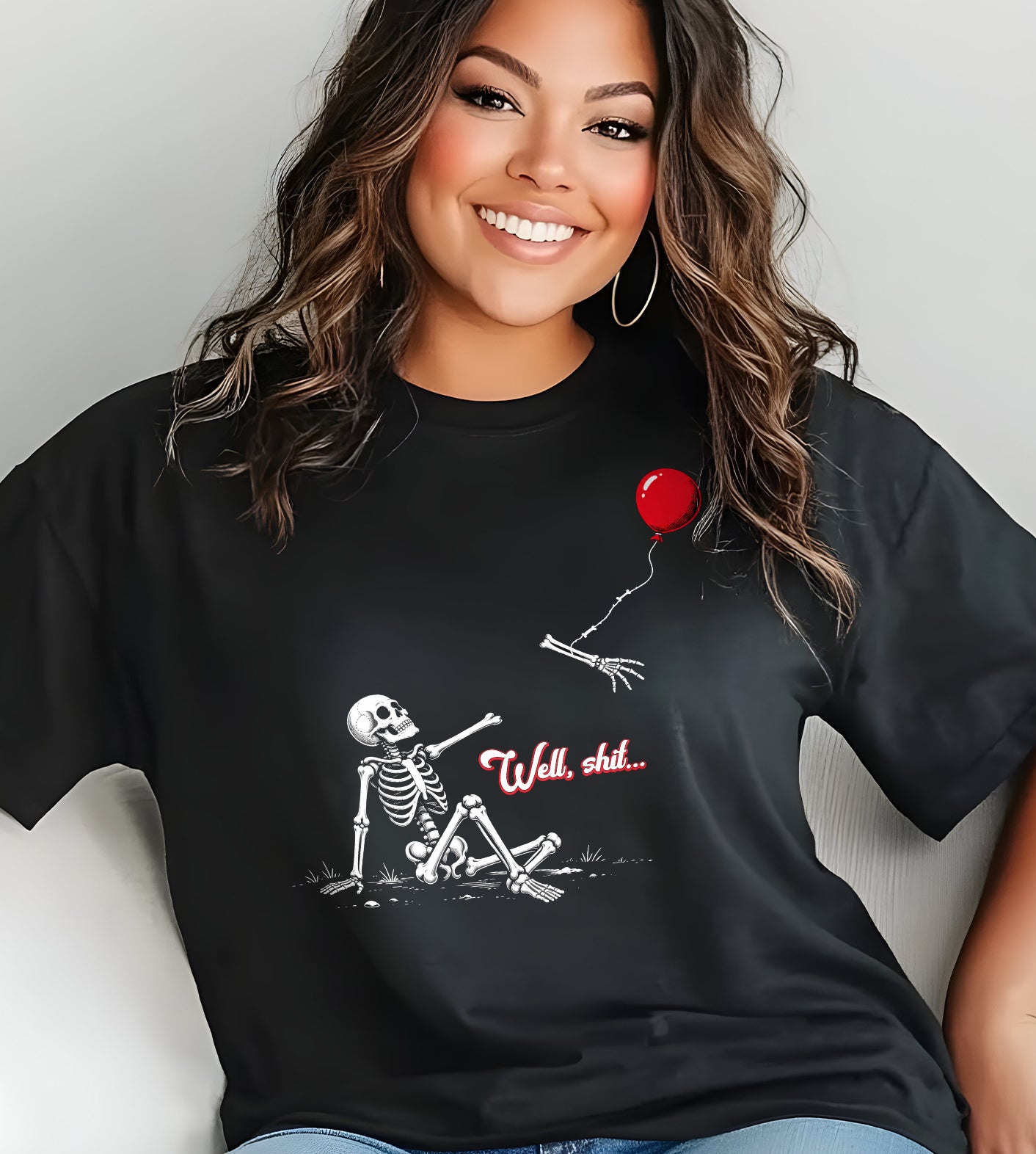 Well Shit Skeleton Halloween Funny Graphic Tee