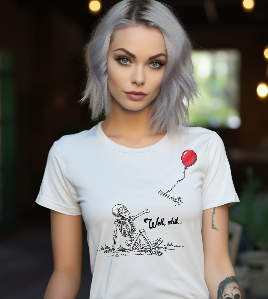 Well Shit Skeleton Halloween Funny Graphic Tee