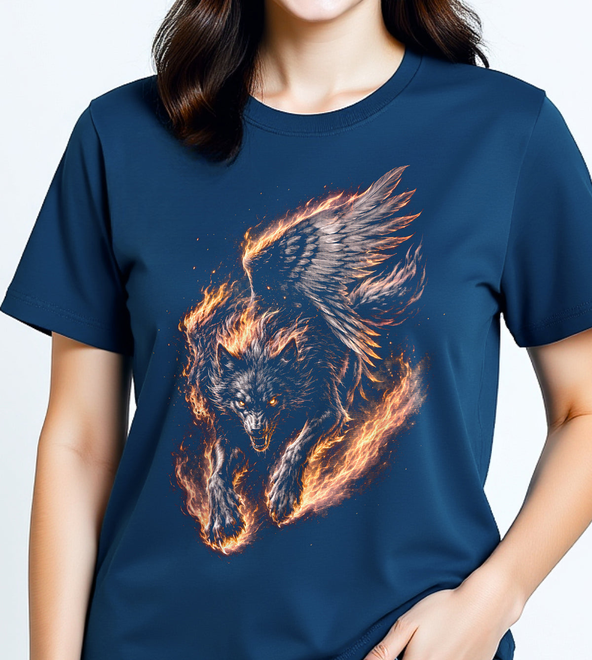 Wolf Angel Fire Graphic Tee