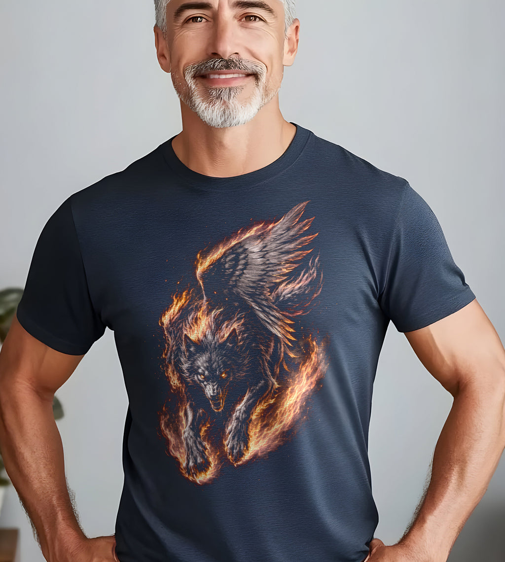 Wolf Angel Fire Graphic Tee
