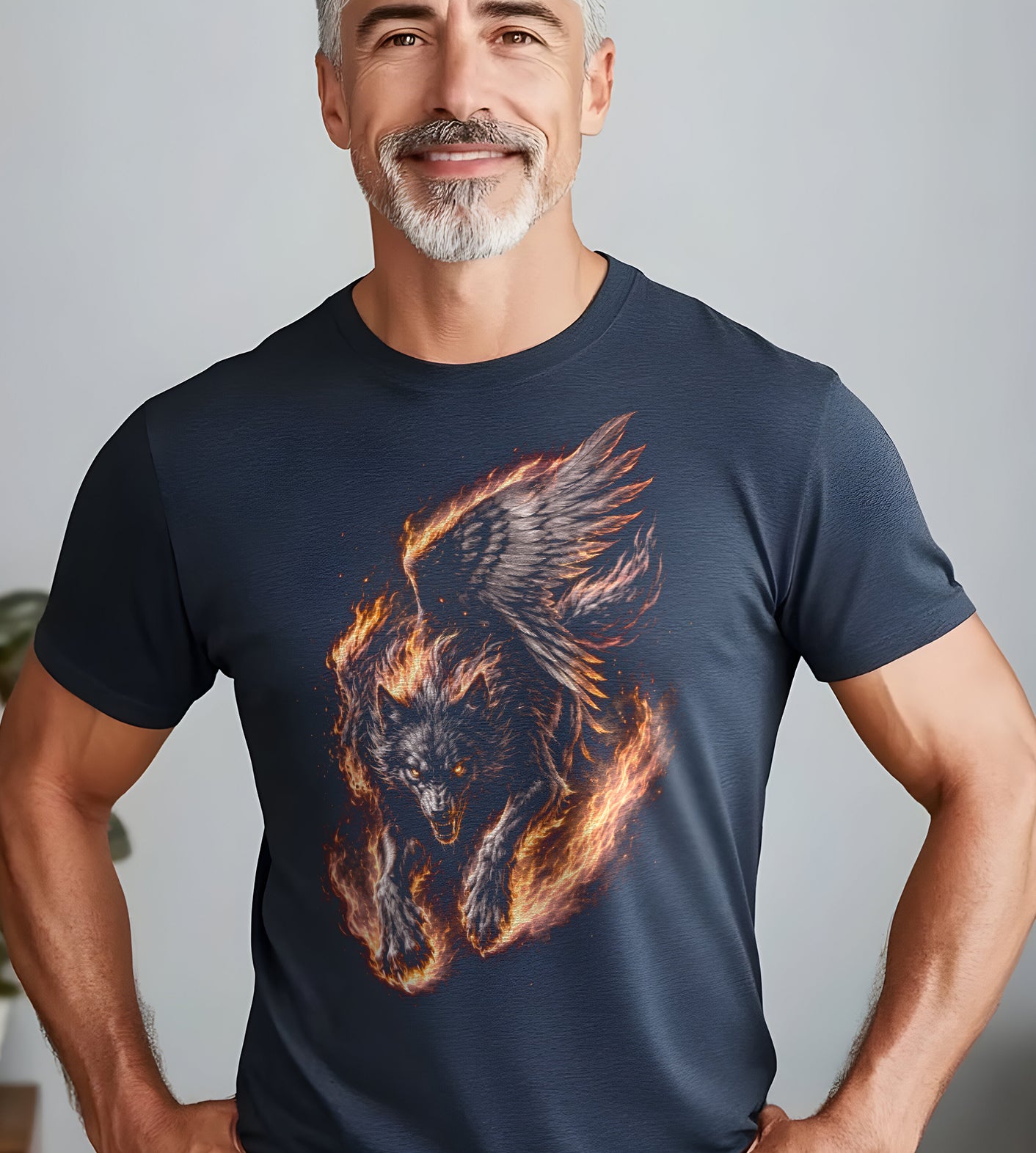 Wolf Angel Fire Graphic Tee