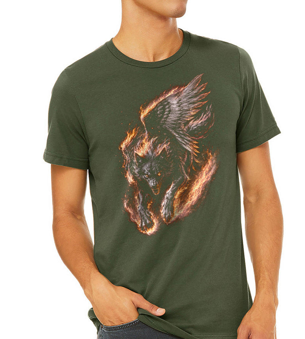 Wolf Angel Fire Graphic Tee